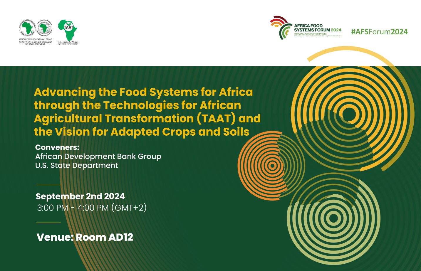 Advancing the Food Systems for Africa through the Technologies for African Agricultural Transformation (TAAT) and the Vision for Adapted Crops and Soils (VACS)